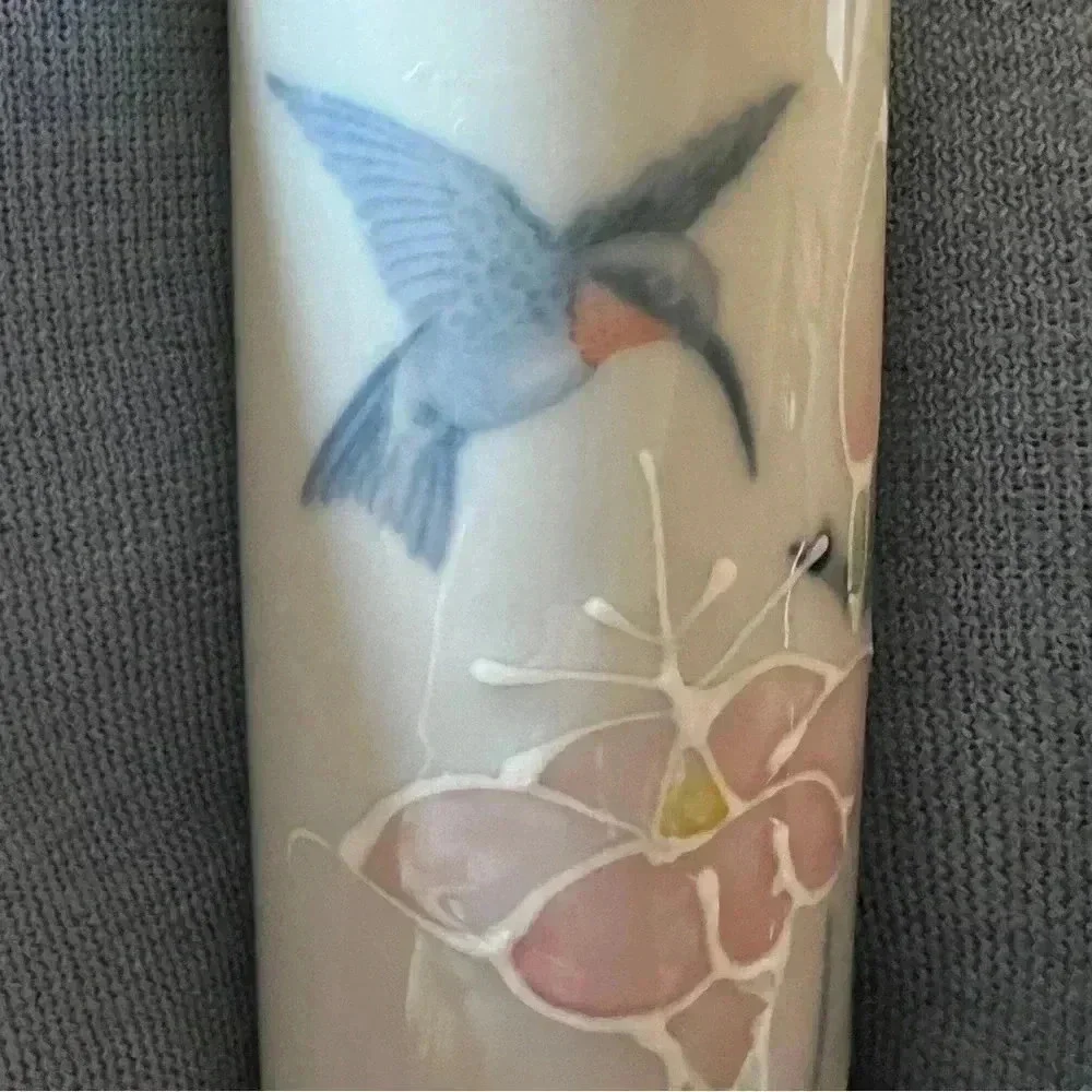 OTAGIRI Vintage Hand Painted Hummingbird Small Bud Vase Japan